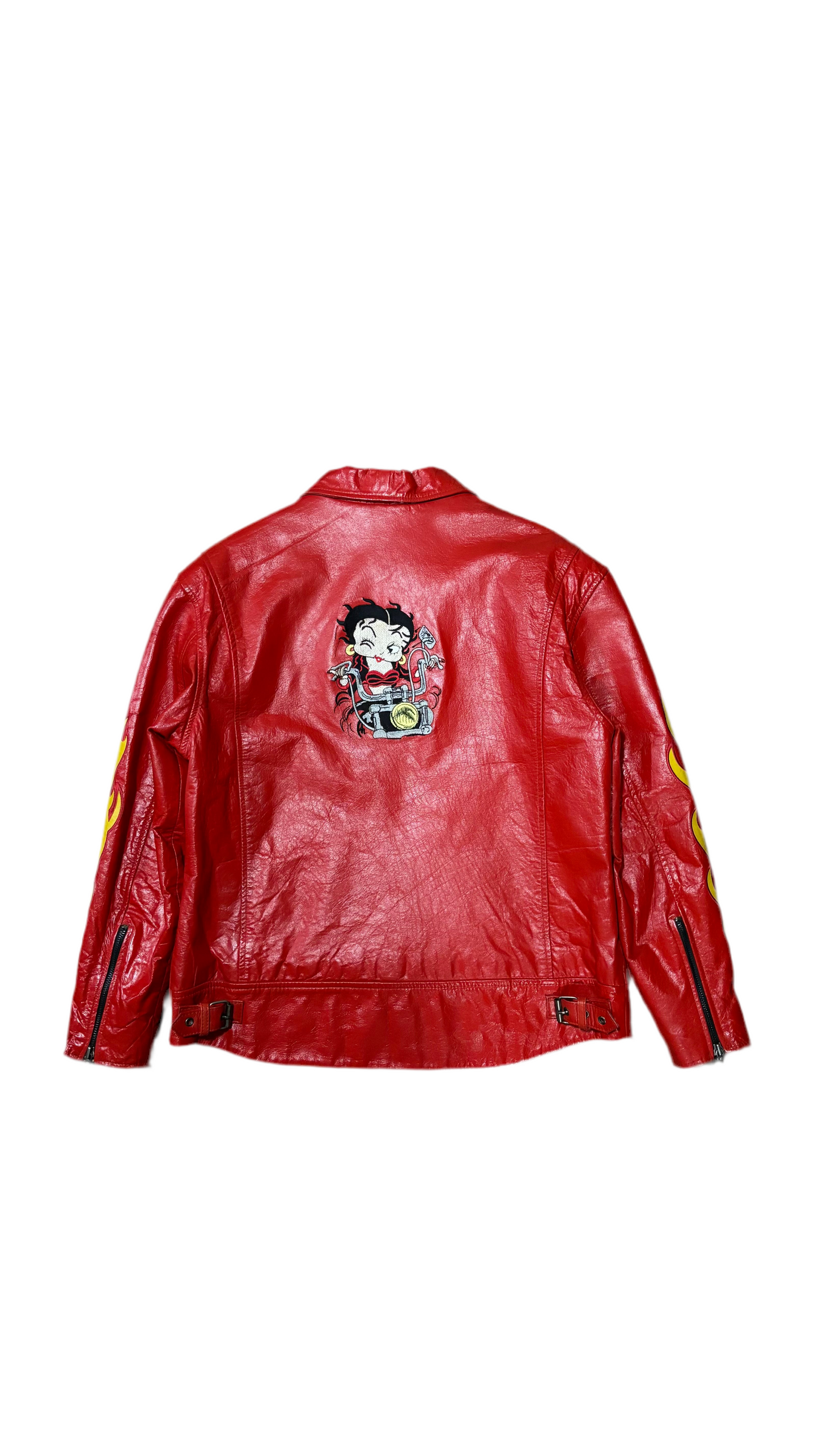 Betty Boop Motorcycle Sleeves Flames - Full Leather