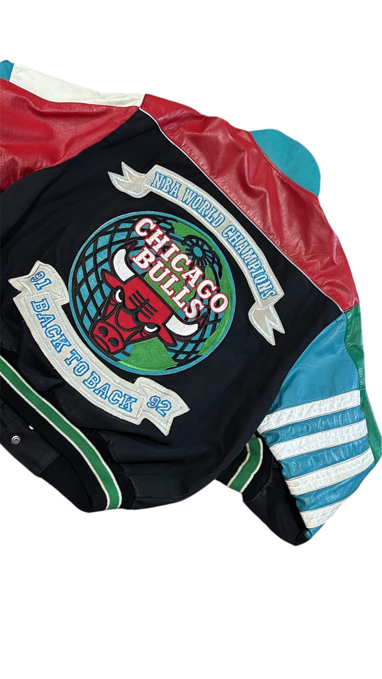 Chicago Bulls NBA World Champions Back to Back 91-92 - Jeff Hamilton Leather Denim