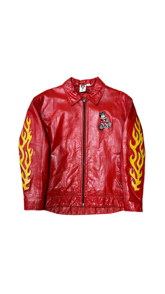 Betty Boop Motorcycle Sleeves Flames - Full Leather