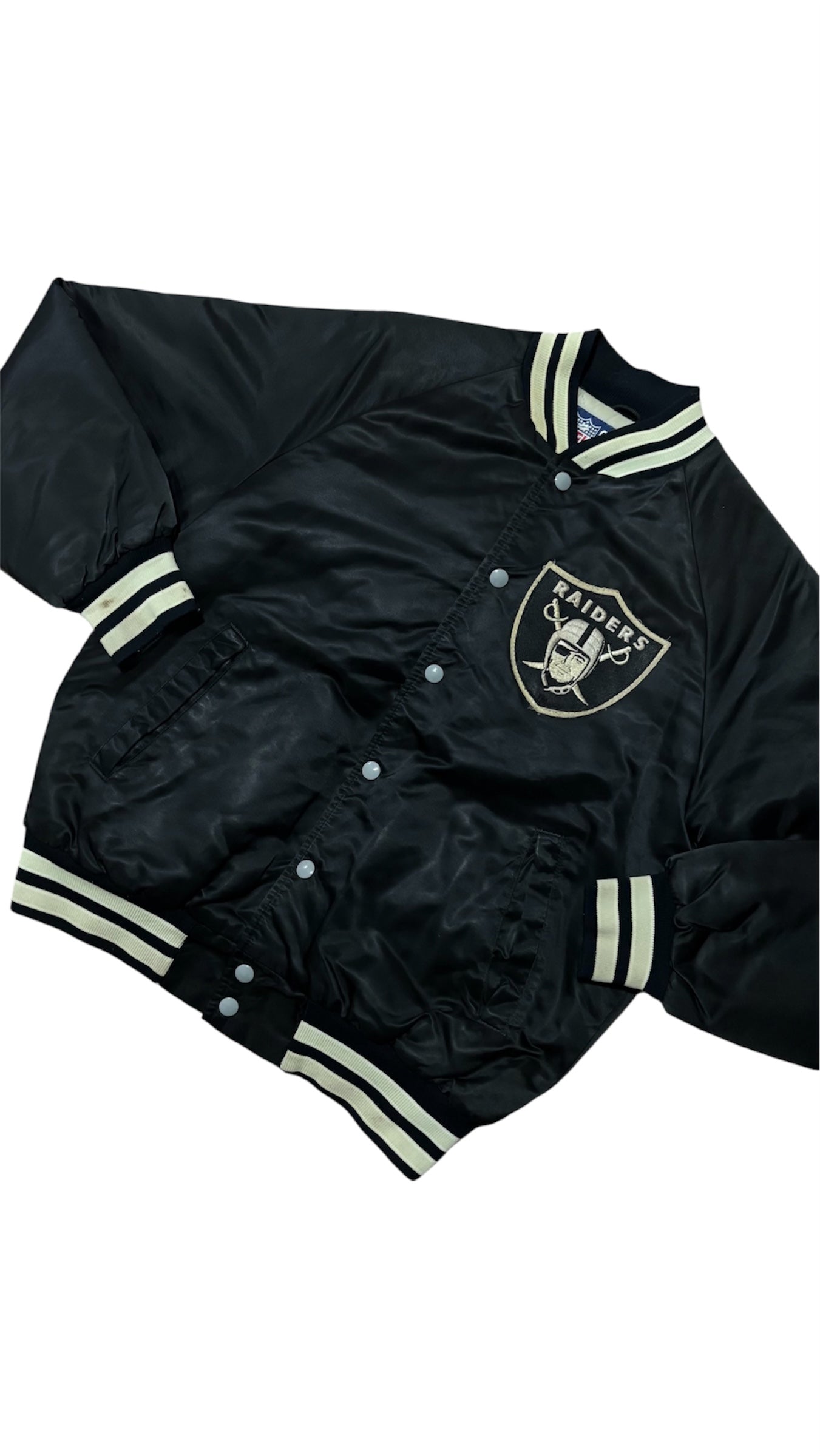 Los Angeles Raiders Back Script - Official NFL Licensed Varsity Satin